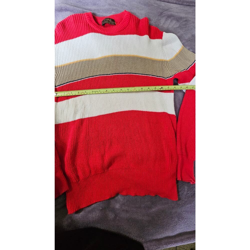 Vintage Thane 100% cotton Sweater, Men's size Medium, red,tan,white,gold,black - Picture 3 of 6